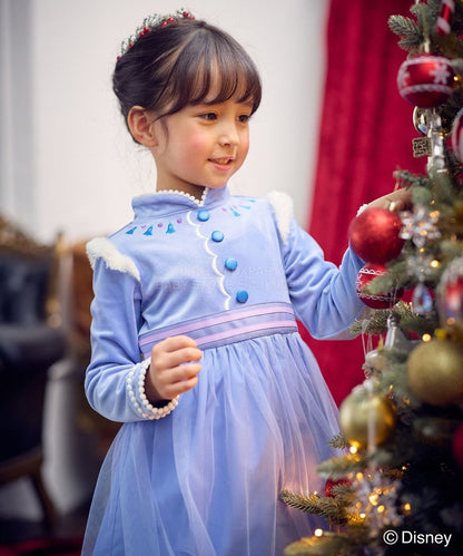 日本童裝 aF#a325 x Disney Frozen Anna公主連身裙 90-140cm 女童款 冬季 DRESSES
