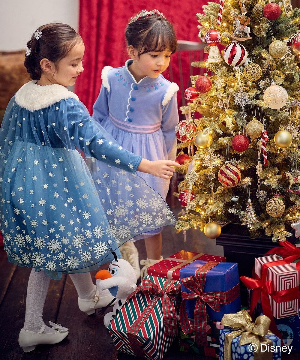 日本童裝 aF#a325 x Disney Frozen Elsa公主連身裙 90-140cm 女童款 冬季 DRESSES