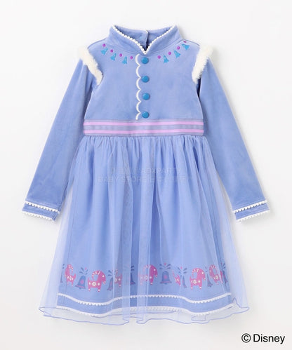 日本童裝 aF#a325 x Disney Frozen Anna公主連身裙 90-140cm 女童款 冬季 DRESSES