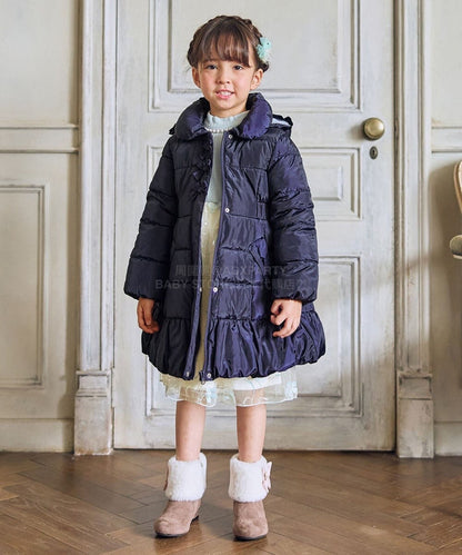 日本童裝 aF#a325 花花網紗拼接連身裙 100-150cm 女童款 冬季 DRESSES