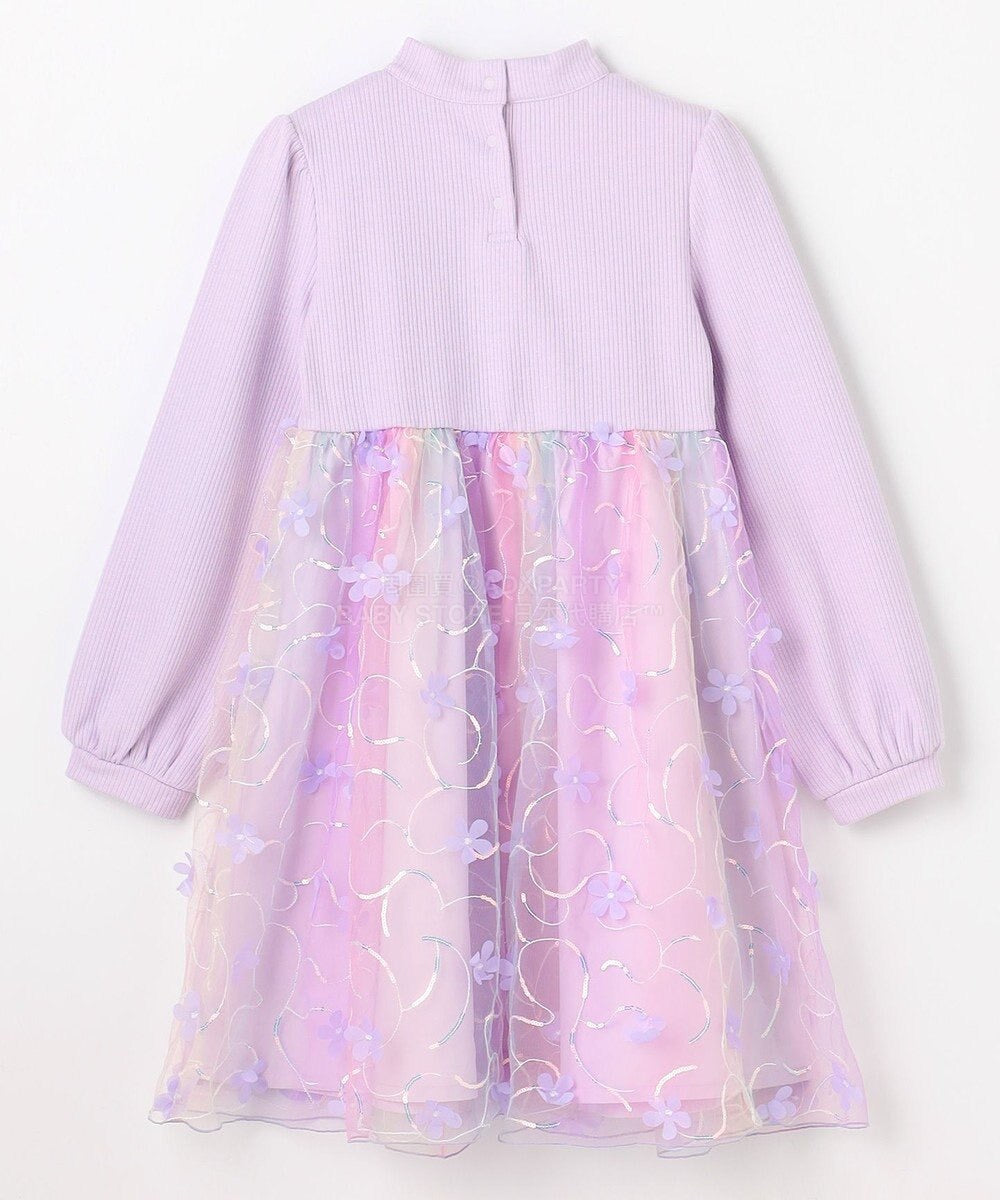 日本童裝 aF#a325 花花網紗拼接連身裙 100-150cm 女童款 冬季 DRESSES