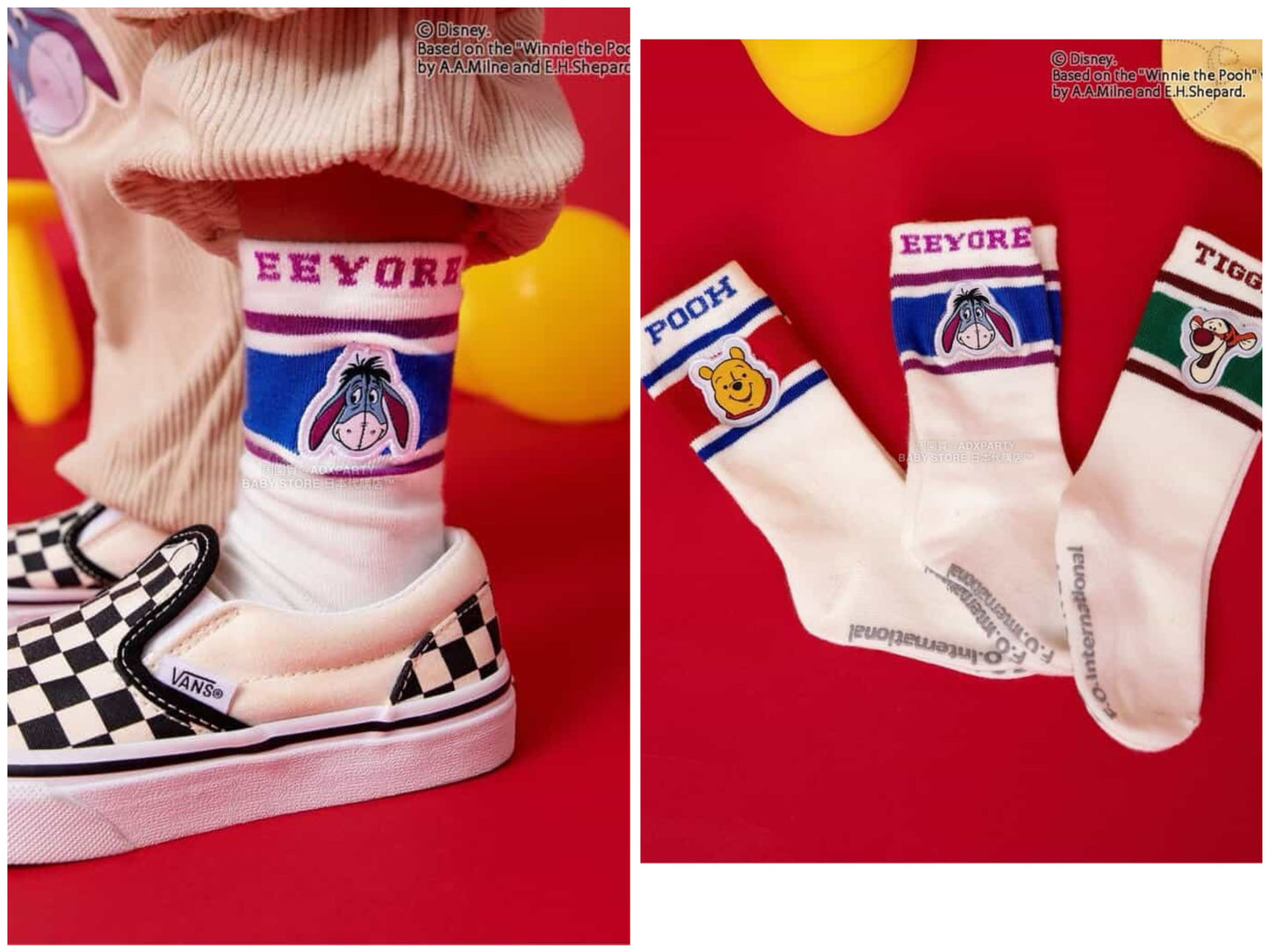 日本直送 BR#22EE x Disney 小熊維尼 襪一對 13-21cm 襪系列