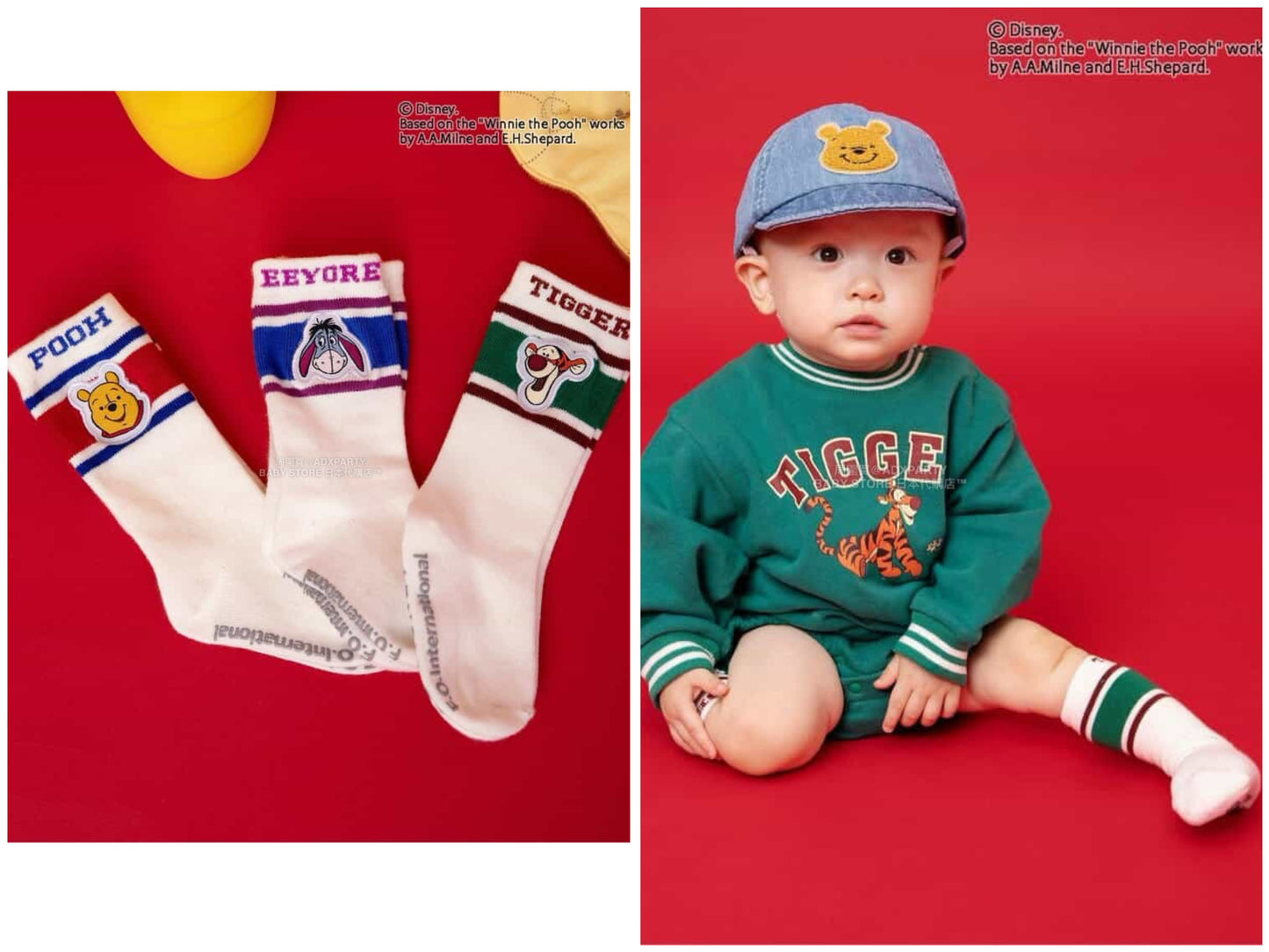 日本直送 BR#22EE x Disney 小熊維尼 襪一對 7-12cm 襪系列