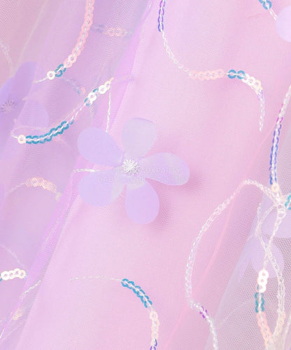 日本童裝 aF#a325 花花網紗拼接連身裙 100-150cm 女童款 冬季 DRESSES