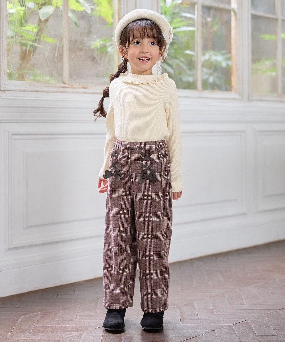 日本童裝 aF#a325 抓毛闊腳褲 110-160cm 女童款 冬季 PANTS
