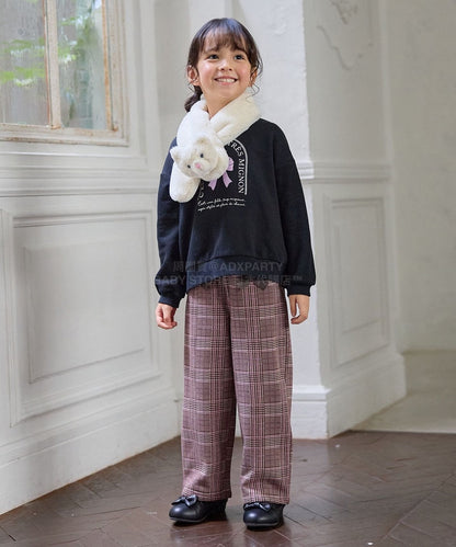 日本童裝 aF#a325 抓毛闊腳褲 110-160cm 女童款 冬季 PANTS