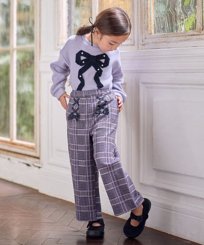 日本童裝 aF#a325 抓毛闊腳褲 110-160cm 女童款 冬季 PANTS