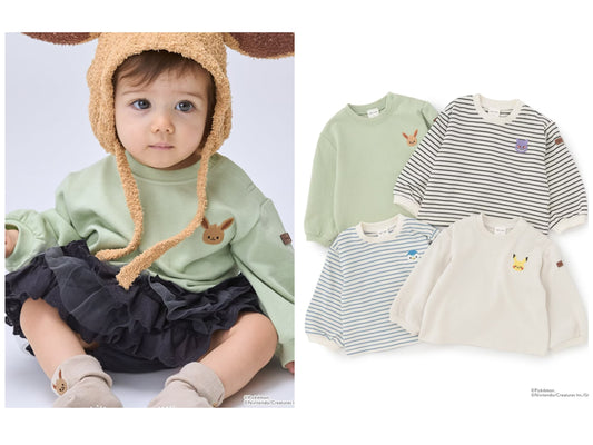 日本童裝 pe#main x【monpoke】刺繡衛衣 70-80cm 男童款/女童款 初生嬰兒 秋季 TOPS