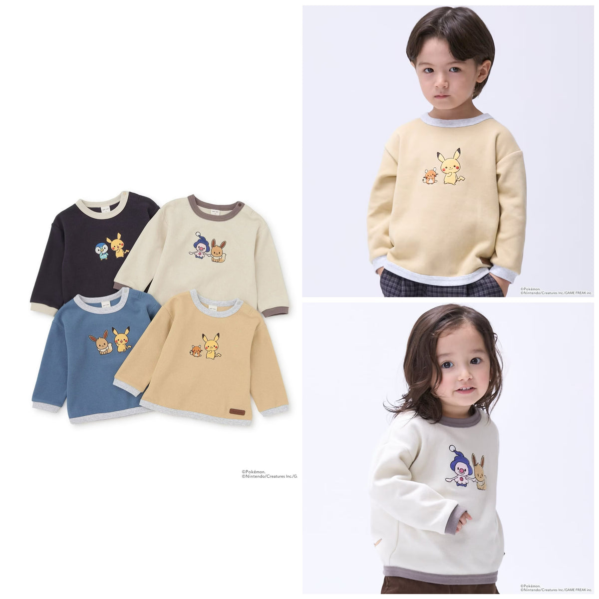 日本童裝 pe#main x【monpoke】貼花長袖上衣 80-120cm 男童款/女童款 秋季 TOPS