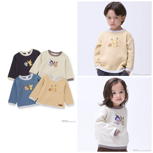 日本童裝 pe#main x【monpoke】貼花長袖上衣 80-120cm 男童款/女童款 秋季 TOPS