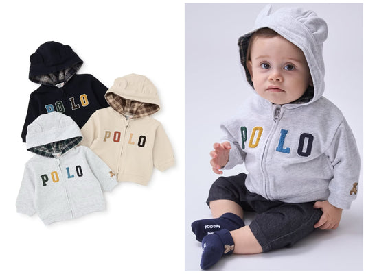 日本童裝 pe#main x【POLO BCS】衛衣外套 70-80cm 男童款/女童款 初生嬰兒 秋季 OUTERWEAR
