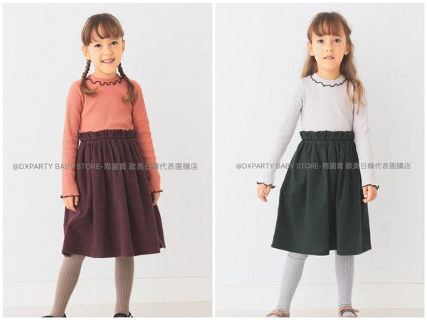 日本童裝 BEAMS mini 網眼羅紋拼接連身裙 90-150cm 女童款 秋季 DRESSES