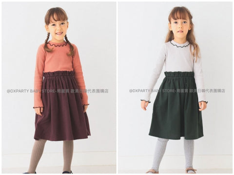 日本童裝 BEAMS mini 網眼羅紋拼接連身裙 90-150cm 女童款 秋季 DRESSES