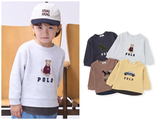 日本童裝 pe#main x【POLO BCS】假兩件衛衣 80-130cm 男童款 秋季 TOPS