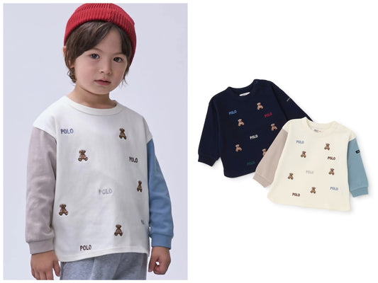 日本童裝 pe#main x【POLO BCS】小熊刺繡上衣 80-130cm 男童款 秋季 TOPS