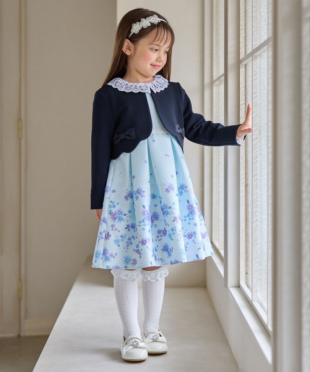 日本童裝 aF#a325 花花印花短袖連身裙 110-130cm 女童款 冬季 DRESSES 面試/宴會/表演