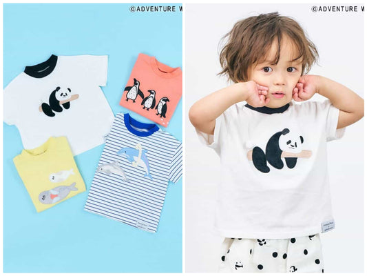Japanese children's clothing apres les cours x Adventure World parent-child cute animal tops 80-130cm boys/girls summer TOPS 