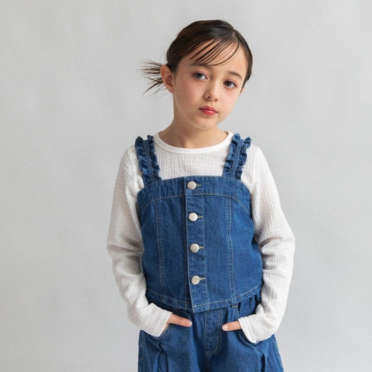 日本童裝 Branshes【Ou? by EDWIN】吊帶牛仔上衣 90-150cm 女童款 春季 TOPS