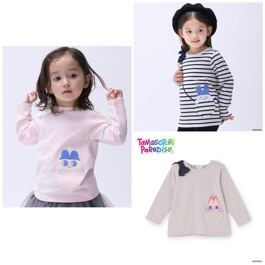 日本童裝 pe#main x【Tamagotchi】蝴蝶結肩上衣 90-130cm 女童款 秋季 TOPS