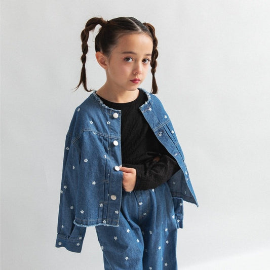 日本童裝 Branshes【Ou? by EDWIN】繡花牛仔外套 90-150cm 女童款 春季 OUTERWEAR