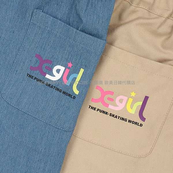 日本童裝 X-girl 側面LOGO膠帶拉鍊百褶短褲 90-140cm 女童款 夏季 PANTS