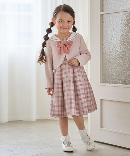 日本童裝 aF#a325 學院風外套+格子連身裙 110-130cm 女童款 冬季 OUTERWEAR  DRESSES 面試/宴會/表演