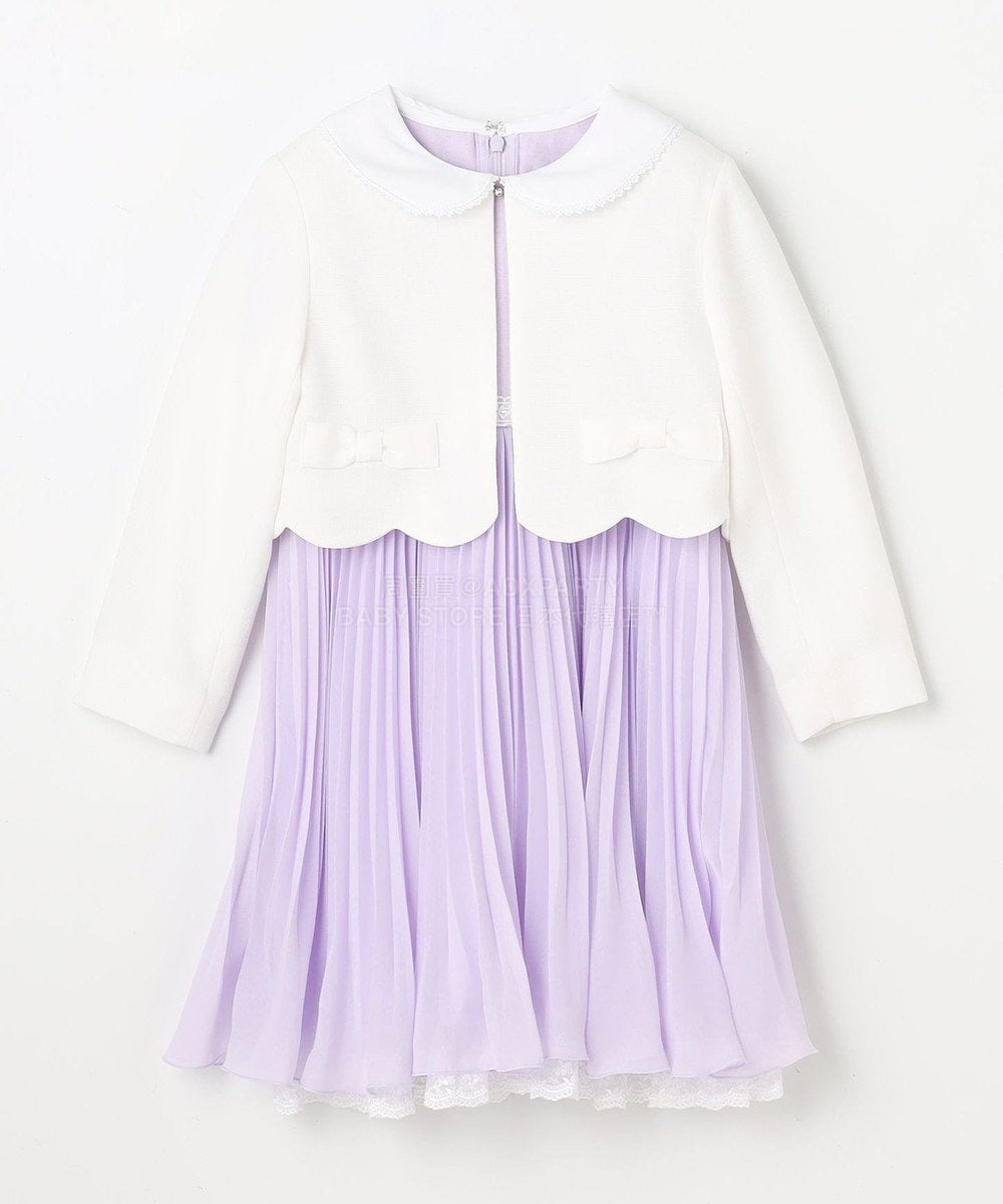 日本童裝 aF#a325 緞帶短外套+雪紡褶皺連身裙 110-130cm 女童款 冬季 OUTERWEAR  DRESSES 面試/宴會/表演