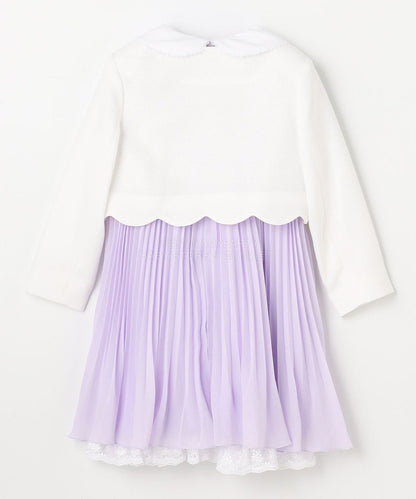 日本童裝 aF#a325 緞帶短外套+雪紡褶皺連身裙 110-130cm 女童款 冬季 OUTERWEAR  DRESSES 面試/宴會/表演