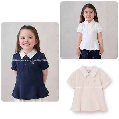 Japanese children's clothing pe#main ruffled top 80-130cm girls summer TOPS 