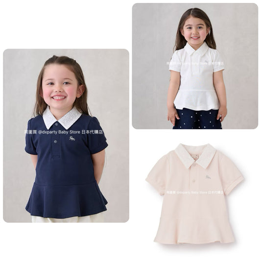 Japanese children's clothing pe#main ruffled top 80-130cm girls summer TOPS 