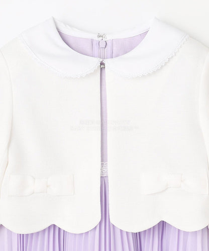 日本童裝 aF#a325 緞帶短外套+雪紡褶皺連身裙 110-130cm 女童款 冬季 OUTERWEAR  DRESSES 面試/宴會/表演