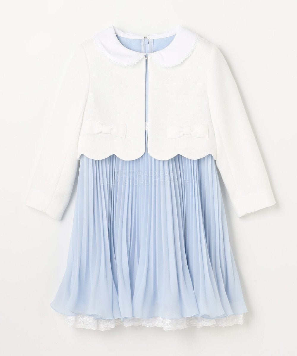 日本童裝 aF#a325 緞帶短外套+雪紡褶皺連身裙 110-130cm 女童款 冬季 OUTERWEAR  DRESSES 面試/宴會/表演