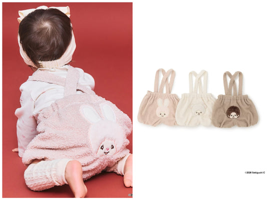 日本童裝 pe#main x Monchhichi 毛毛吊帶短褲 50-80cm 男童款/女童款 初生嬰兒 秋季 Jumpsuit PANTS