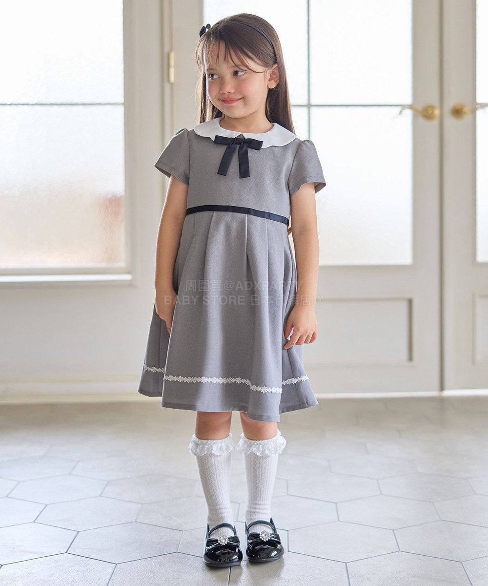 日本童裝 aF#a325 無領短外套+有領學院風連身裙 110-130cm 女童款 冬季 OUTERWEAR  DRESSES 面試/宴會/表演