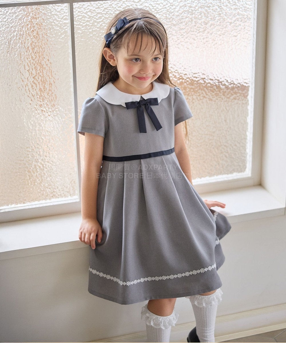 日本童裝 aF#a325 無領短外套+有領學院風連身裙 110-130cm 女童款 冬季 OUTERWEAR  DRESSES 面試/宴會/表演