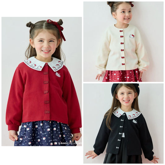 日本童裝 ANY#26 x Sanrio Hello Kitty 蝴蝶扣外套 100-150cm 女童款 秋季 OUTERWEAR 聖誕紅/新年紅