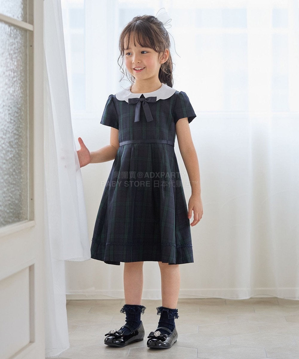 日本童裝 aF#a325 無領短外套+有領學院風連身裙 110-130cm 女童款 冬季 OUTERWEAR  DRESSES 面試/宴會/表演