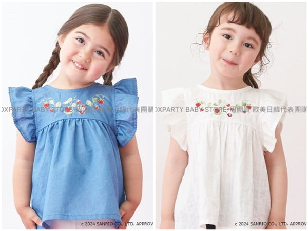 日本童裝 pe#main x Sanrio 刺繡花紋上衣 80-130cm 女童款 夏季 TOPS