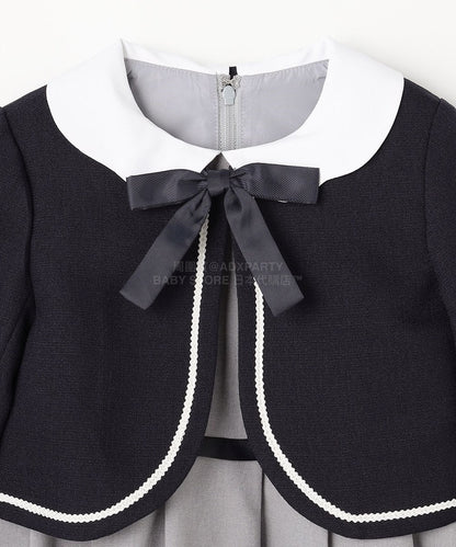 日本童裝 aF#a325 無領短外套+有領學院風連身裙 110-130cm 女童款 冬季 OUTERWEAR  DRESSES 面試/宴會/表演