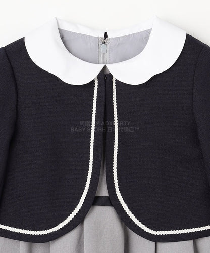 日本童裝 aF#a325 無領短外套+有領學院風連身裙 110-130cm 女童款 冬季 OUTERWEAR  DRESSES 面試/宴會/表演