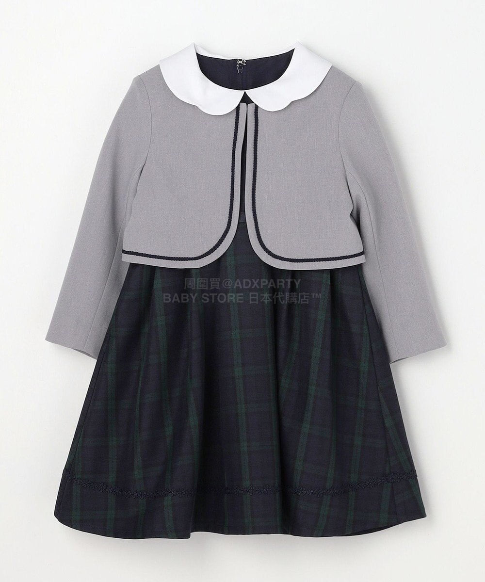 日本童裝 aF#a325 無領短外套+有領學院風連身裙 110-130cm 女童款 冬季 OUTERWEAR  DRESSES 面試/宴會/表演