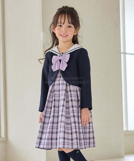 日本童裝 aF#a325 學院風外套+格子連身裙 110-130cm 女童款 冬季 OUTERWEAR  DRESSES 面試/宴會/表演
