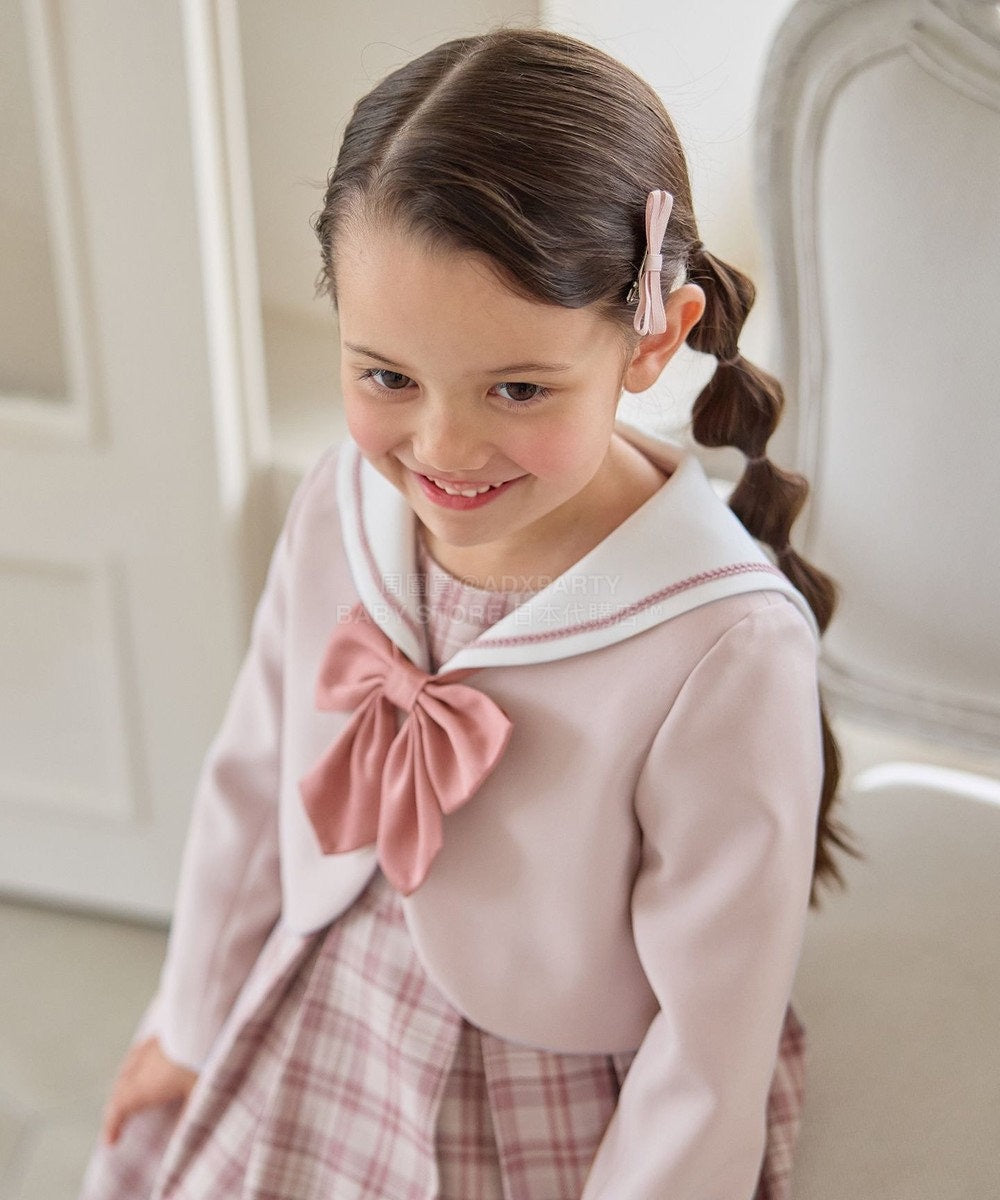 日本童裝 aF#a325 學院風外套+格子連身裙 110-130cm 女童款 冬季 OUTERWEAR  DRESSES 面試/宴會/表演