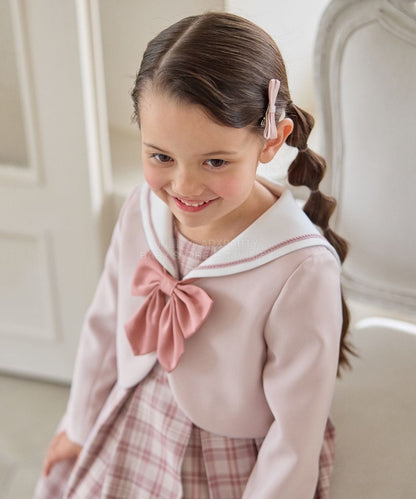 日本童裝 aF#a325 學院風外套+格子連身裙 110-130cm 女童款 冬季 OUTERWEAR  DRESSES 面試/宴會/表演