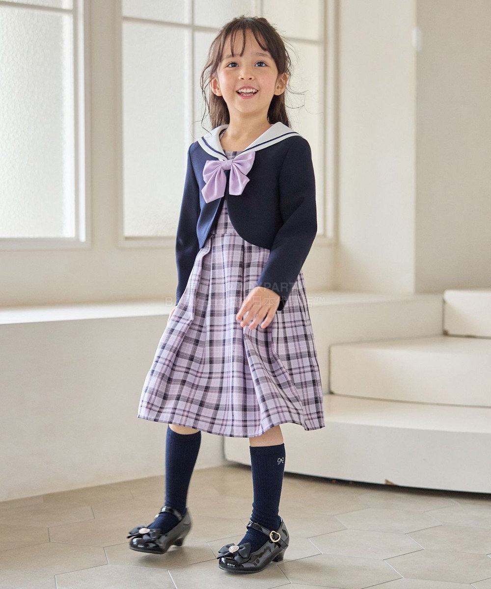 日本童裝 aF#a325 學院風外套+格子連身裙 110-130cm 女童款 冬季 OUTERWEAR  DRESSES 面試/宴會/表演