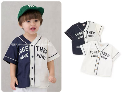 Japanese children's clothing pe#main baseball style shirt 80-130cm boys summer TOPS 