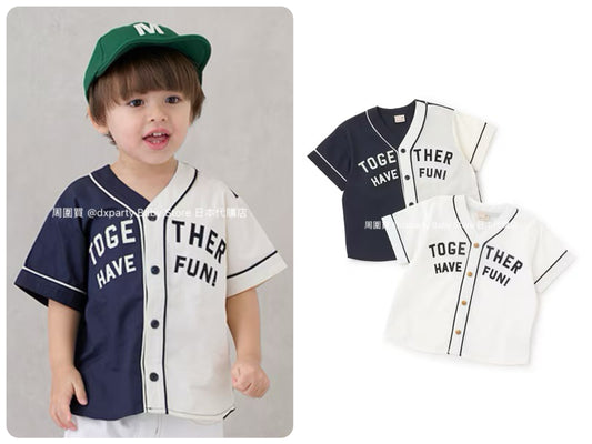 Japanese children's clothing pe#main baseball style shirt 80-130cm boys summer TOPS 