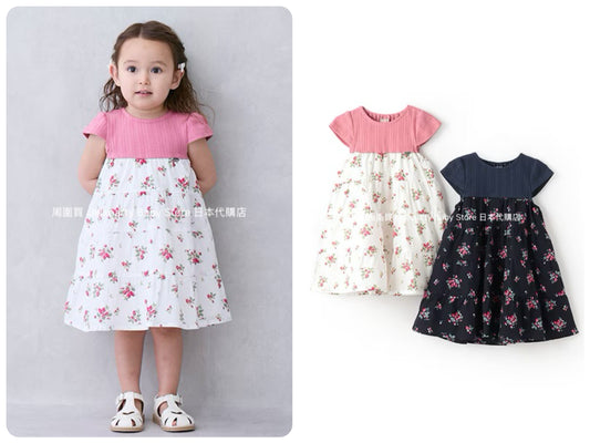 Japanese children's clothing pe#main patchwork dress 80-130cm girls summer dresses 