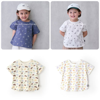 Japanese children's clothing pe#main contact cool print top 80-130cm boys/girls summer TOPS 