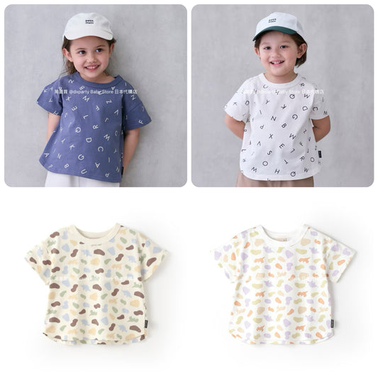 Japanese children's clothing pe#main contact cool print top 80-130cm boys/girls summer TOPS 